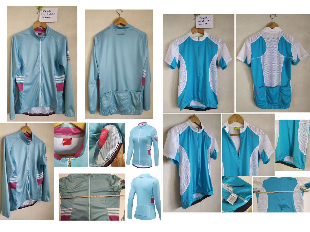 เสื้อจักรยาน Santic แท้ ( ผู้หญิง )<br /><br /><br />- เขียวพาสเทล<br />- ผู้หญิง<br />- made in China<br />- size XL ( US ) ( Asia : 3XL )<br /><br />[ * ตารางไซส์ XL รอบอก 41.5 - 43.5 นิ้ว ]<br /><br />- วัดอกก่อนยืด 19.5 นิ้ว ( วัดยืดสุด 23.5-24 นิ้ว ) , ยาว 25 นิ้ว , แขน 30 นิ้ว<br />- 100% Polyester, ผ้าข้างตาข่ายระบายอากาศ<br />- ซิปเต็ม , กระเป๋าหลัง 3 ช่อง และ 1 ช่องซ่อนเล็กช่องกลาง<br />- มือสอง เหมือนใหม่ สะอาด สภาพดี ไม่ขาดไม่รู ไม่ย้วย พร้อมใช้งาน<br /><br /><br />ขาย 550 บาท<br />ส่งลงทะเบียน +30 บาท / ส่งอีเอ็มเอส +50 บาท<br /><br /><br /><br />................<br /><br /><br /><br />เสื้อจักรยาน diadora แท้<br /><br /><br />- สีเขียวออกพาสเทล<br />- made in China<br />- size M<br />- วัดอกก่อนยืด 18.5 นิ้ว ( วัดยืดสุด 22-22.5 นิ้ว ) , ยาว 23.5 นิ้ว<br />- 91% Polyester , 9 % Spandex , ผ้าส่วนที่สีขาวเป็นผ้าตาข่ายระบายอากาศ<br />- ซิป 1/2 , กระเป๋าหลัง 3 ช่อง<br />- มือสอง สะอาด สภาพดี ไม่ขาดไม่รู ไม่ย้วย พร้อมใช้งาน<br /><br /><br />ขาย 550 บาท<br />ส่งลงทะเบียน +30 บาท / ส่งอีเอ็มเอส +50 บาท