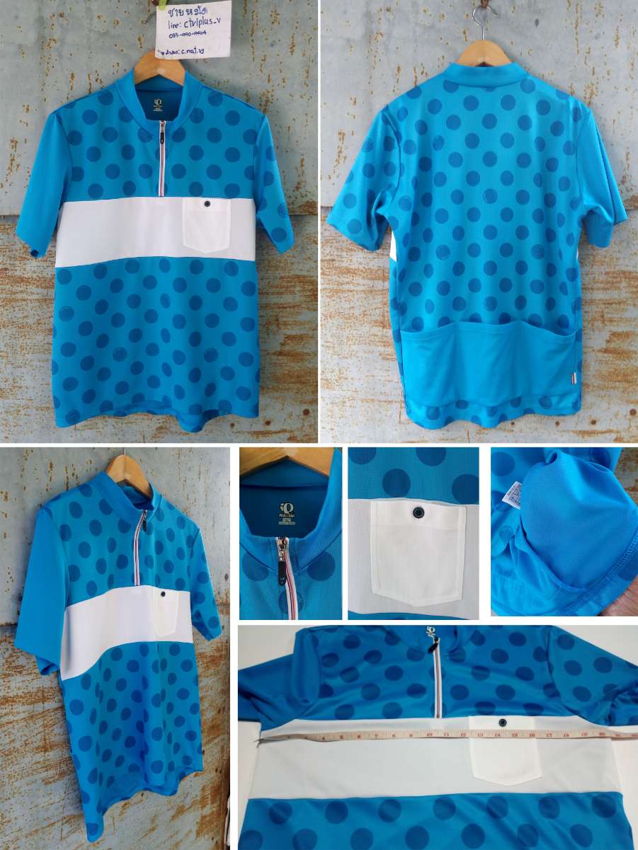 เสื้อจักรยาน PEARL iZUMi<br /><br /><br />- เสื้อจักรยานแบบลำลอง<br />- แบรนด์ PEARL iZUMi แท้ แบรนด์ ญี่ปุ่น<br />- made in Japan<br />- size XL<br />- วัดอก 20.5 นิ้ว ยาว 26 นิ้ว<br />- ผ้า 100% Polyester <br />- ซิปเต็ม , กระเป๋าหลัง 3 ช่องและ 1 ช่อง หน้าอก<br />- มือสอง สะอาด สภาพดี ไม่ขาดไม่รู พร้อมใช้งาน<br /><br /><br />ขาย 300 บาท<br />ส่งลงทะเบียน + 30 บาท / ส่งอีเอ็มเอส + 50 บาท