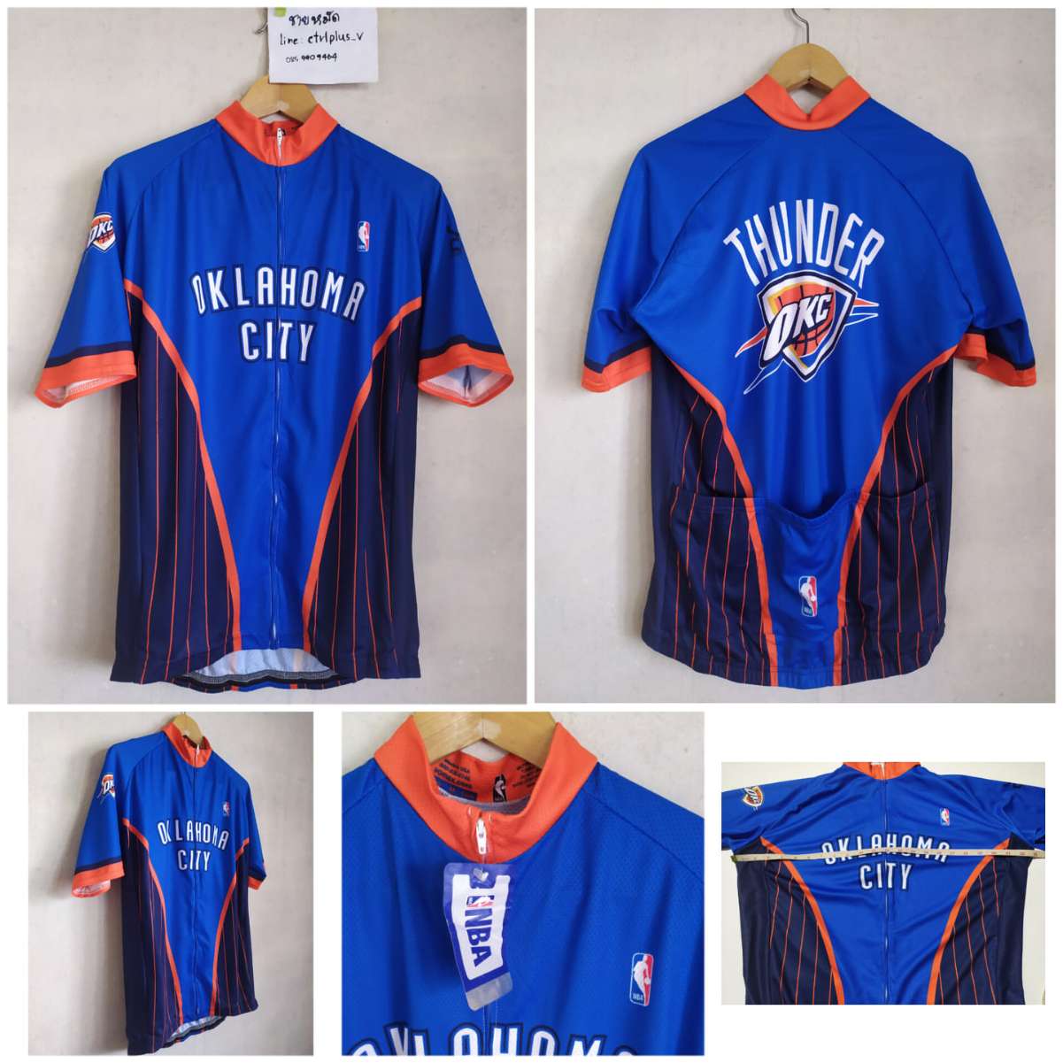 เสื้อจักรยาน Vomax ลายทีม NBA Oklahoma City Thunder แท้<br /><br /><br />- made in USA<br />- size M<br />- วัดอก 23 นิ้ว ( วัดยืดสุด 27-27.5 นิ้ว ) ยาว 27 นิ้ว<br />- ผ้า 100% ผ้าลายลูกกอล์ฟ , ผ้าข้างระบายอากาศ<br />- ซิปเต็ม , กระเป๋าหลัง 3 ช่อง<br />- ของใหม่ยังไม่ได้ใช้งาน<br /><br /><br />ขาย 700 บาท<br />ส่งลงทะเบียน +30 บาท / ส่งอีเอ็มเอส +50 บาท