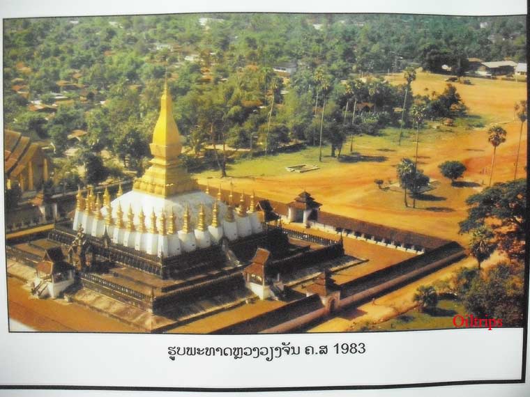 รูปพระธาตุหลวงเวียงจันทน์สมบูรณ์ และปรับปรุงทาสีใหม่ในปี ค.ศ.๑๙๘๓