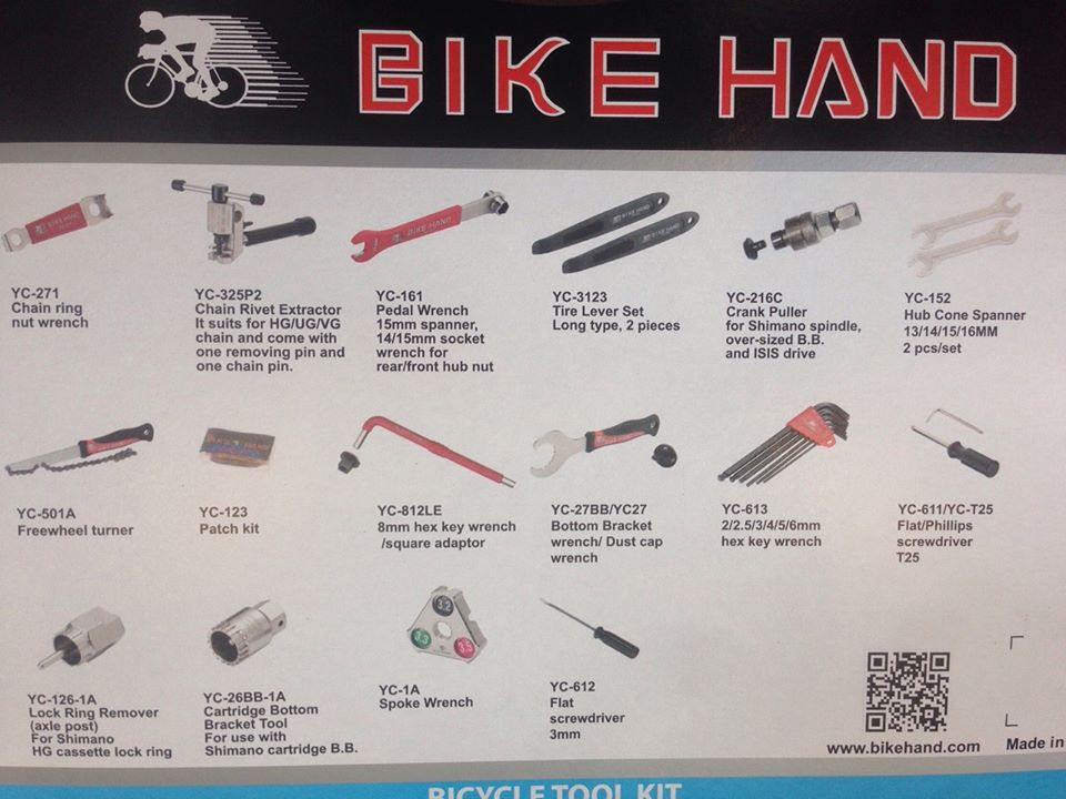 BIKE HAND รุ่นนิยม YC-728 กล่องใหญ่  including 15 items :<br />ราคาปกติ 2,400 ลดเหลือ 1,800 บาท / ems ตามน้ำหนักกล่องจริง+200 บาท<br />BIKE HAND Home Mechanic Tool Kit  including 15 items