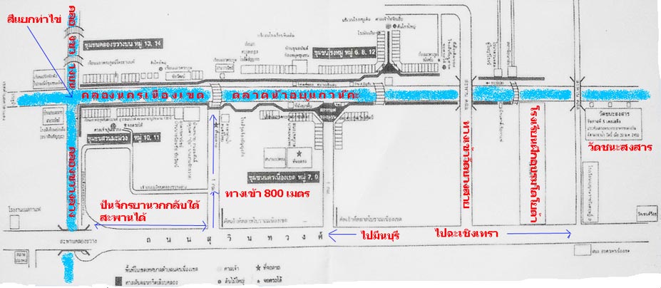 แผนที่เส้นทางเดินชมตลาดน้ำทั้งสองฝั่ง